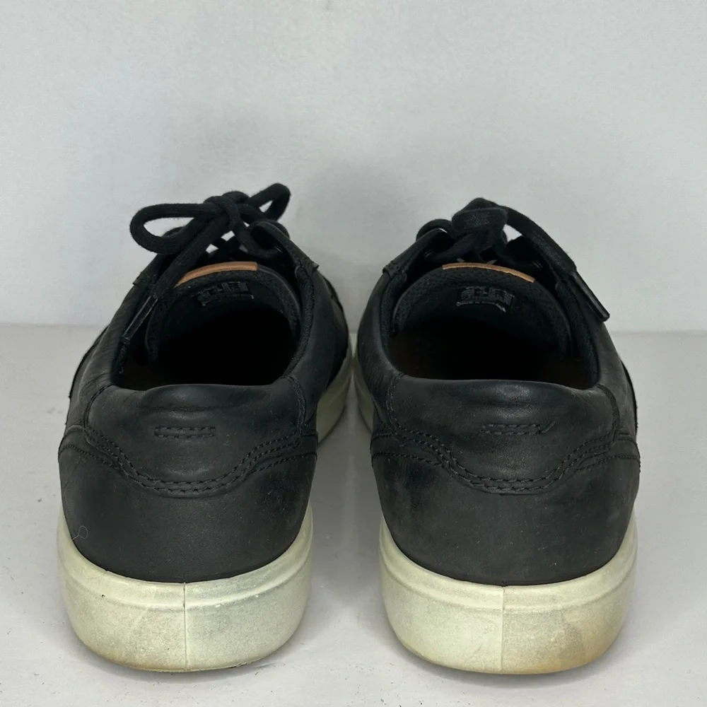 ECCO Soft 7 Sneakers Black Casual‎ Leather Lace Up Low Top Sz 12